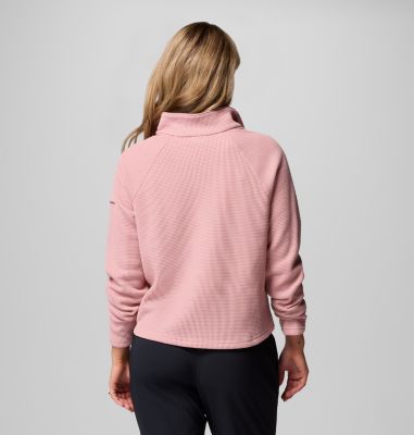 Women's Holly Hideaway Waffle Half Snap T-Shirt, Color: Eraser Pink, image 3