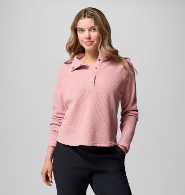 Camiseta con cierre medio y textura tipo gofre Holly Hideaway para mujer, Color: Eraser Pink, image 1