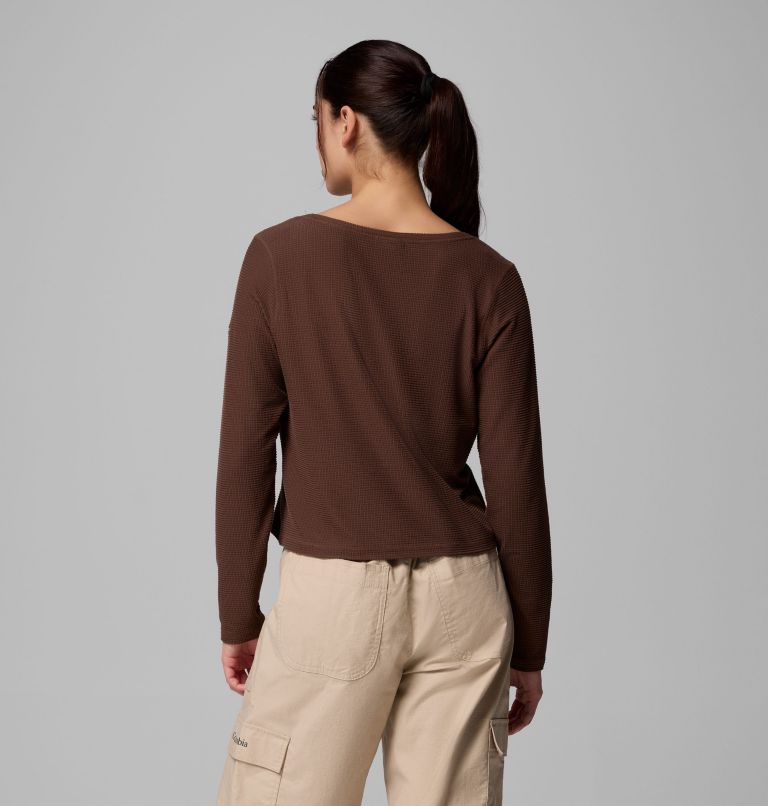 Women's Brea Falls Grid Henley Long Sleeve Shirt, Color: Tobacco, image 3