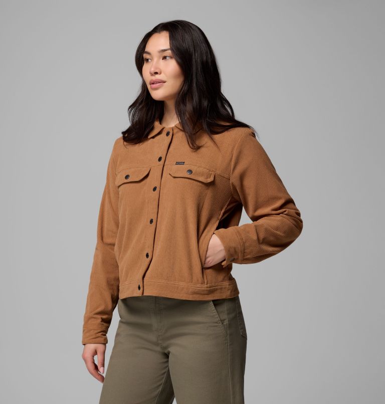 Women's Blue Point Creek Short Corduroy Shirt Jacket, Color: Camel Brown, image 4