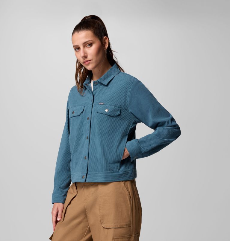 Women's Blue Point Creek Short Corduroy Shirt Jacket, Color: Everblue, image 4