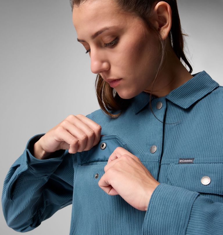 Women's Blue Point Creek Short Corduroy Shirt Jacket, Color: Everblue, image 5