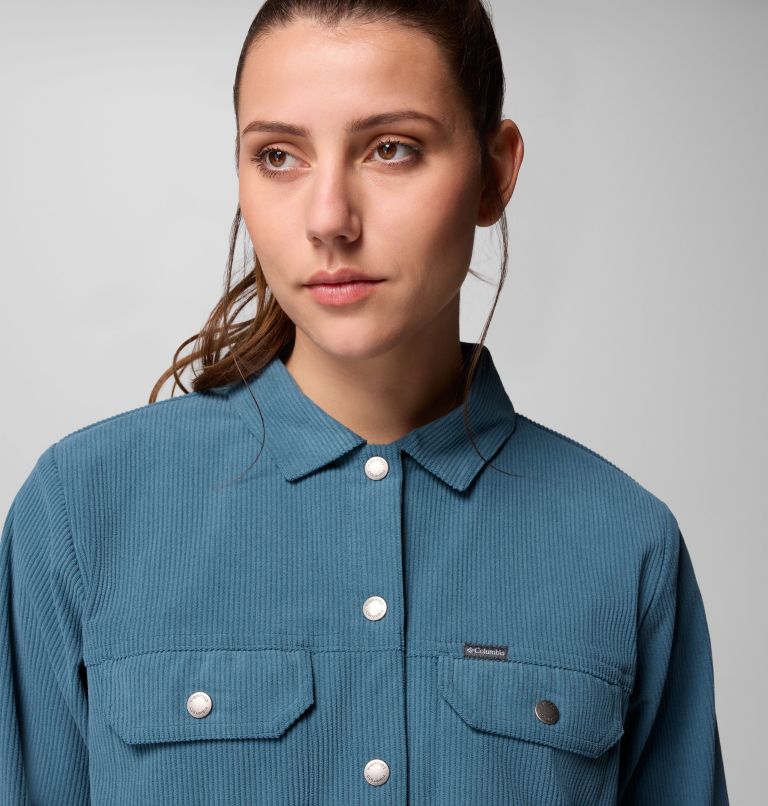 Women's Blue Point Creek Short Corduroy Shirt Jacket, Color: Everblue, image 6