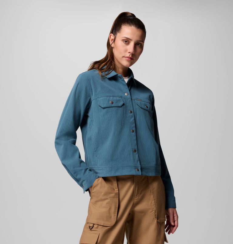 Women's Blue Point Creek Short Corduroy Shirt Jacket, Color: Everblue, image 1