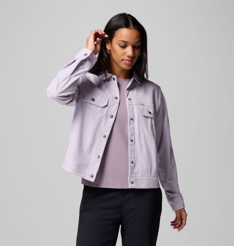 Women's Blue Point Creek Short Corduroy Shirt Jacket, Color: Lavender Pearl, image 5