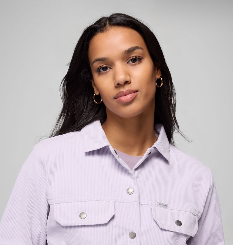 Women's Blue Point Creek Short Corduroy Shirt Jacket, Color: Lavender Pearl, image 6