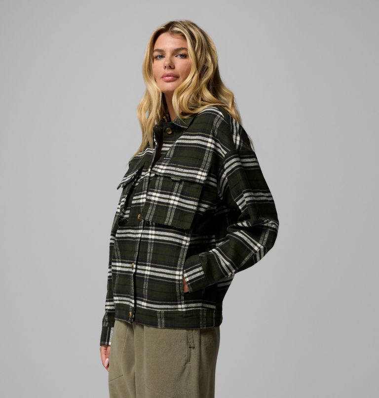 Women's Wildest Venture Shirt Jacket, Color: Greenscape Block Tartan, image 4