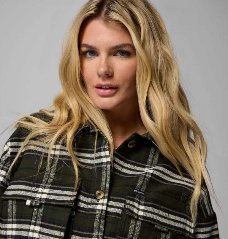 Women's Wildest Venture Shirt Jacket, Color: Greenscape Block Tartan, image 5