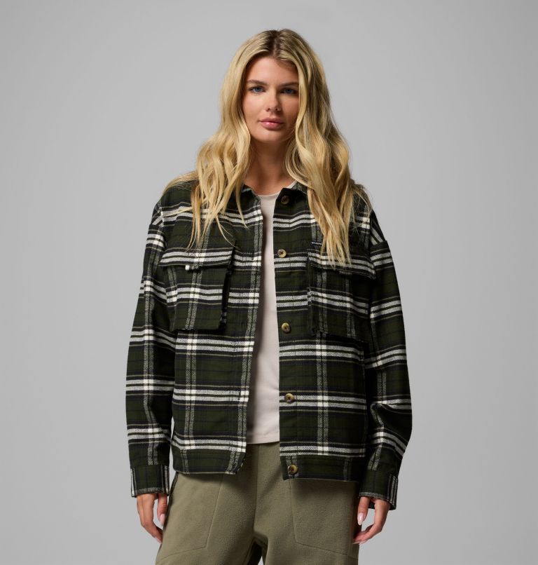 Women's Wildest Venture Shirt Jacket, Color: Greenscape Block Tartan, image 6