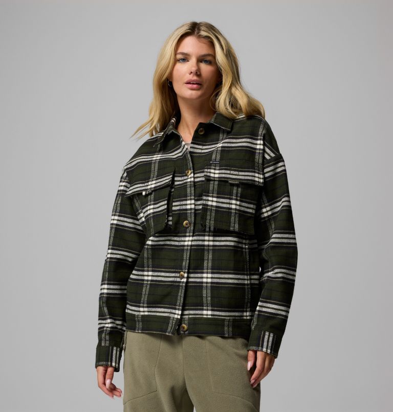 Women's Wildest Venture Shirt Jacket, Color: Greenscape Block Tartan, image 1