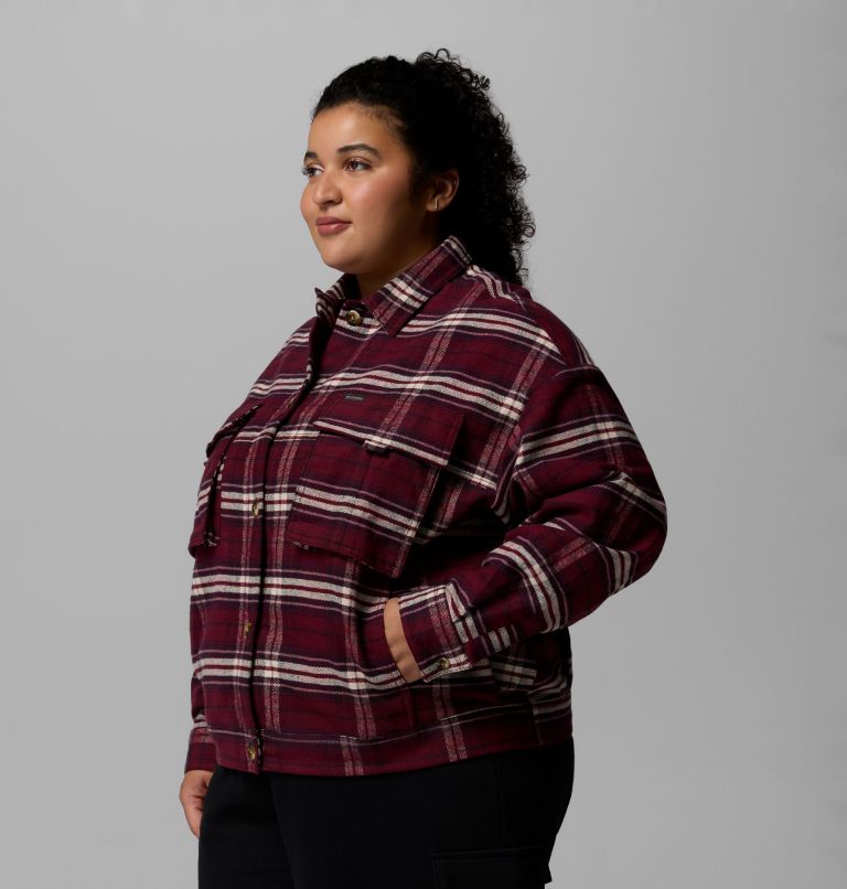 Women's Wildest Venture Shirt Jacket - Plus Size, Color: Rich Wine Block Tartan, image 4