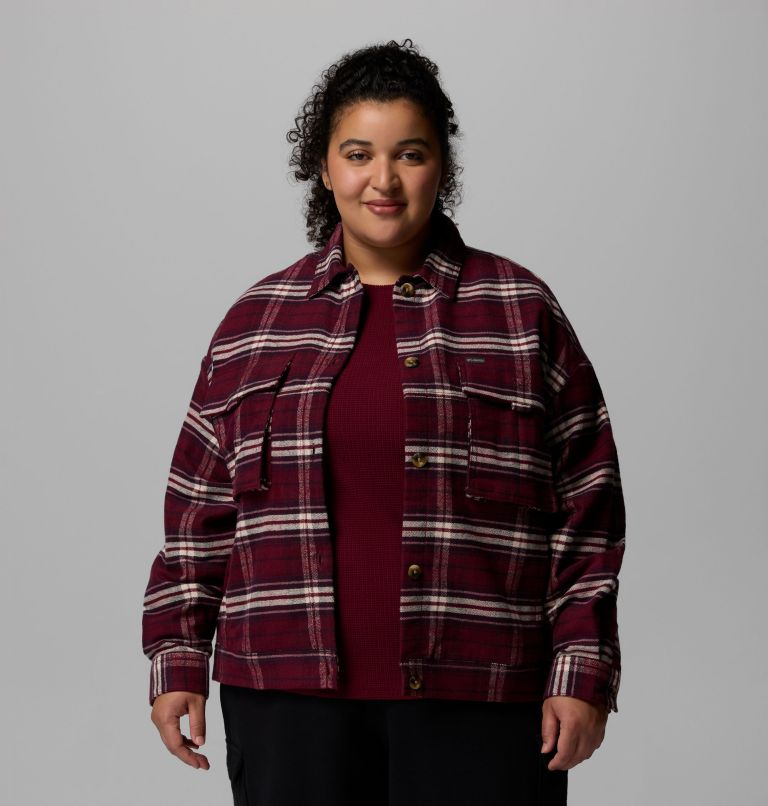 Women's Wildest Venture Shirt Jacket - Plus Size, Color: Rich Wine Block Tartan, image 5