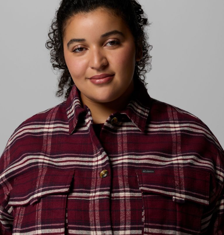 Women's Wildest Venture Shirt Jacket - Plus Size, Color: Rich Wine Block Tartan, image 6