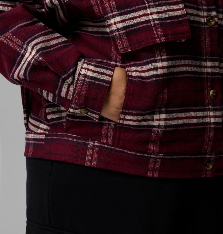 Women's Wildest Venture Shirt Jacket - Plus Size, Color: Rich Wine Block Tartan, image 7