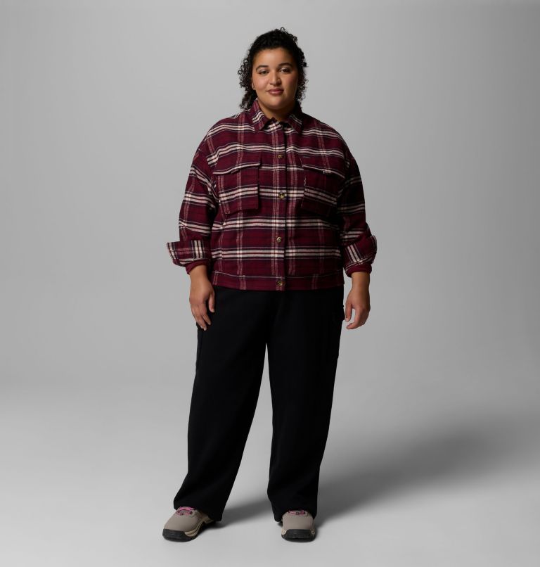 Women's Wildest Venture Shirt Jacket - Plus Size, Color: Rich Wine Block Tartan, image 2