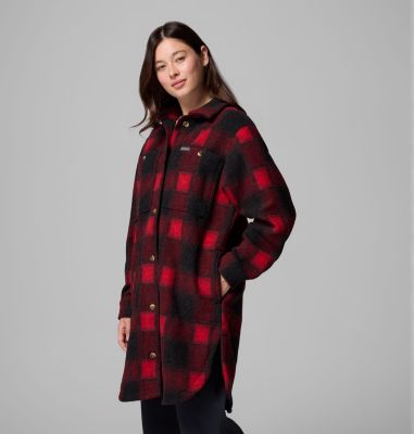 Abrigo sherpa largo Wildest Venture para mujer, Color: Mountain Red Blurred Ombre, image 4