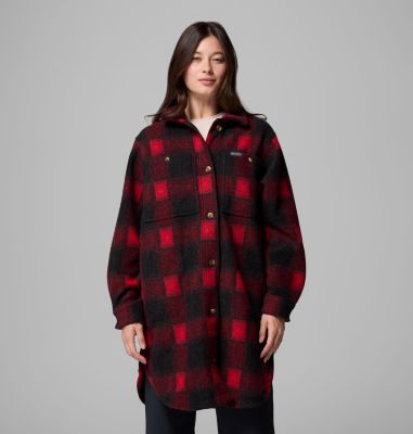 Abrigo sherpa largo Wildest Venture para mujer, Color: Mountain Red Blurred Ombre, image 1