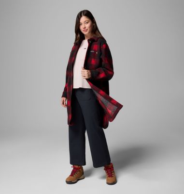 Abrigo sherpa largo Wildest Venture para mujer, Color: Mountain Red Blurred Ombre, image 2