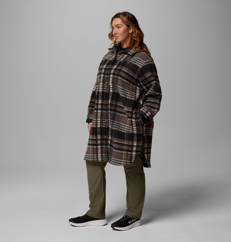 Women's Wildest Venture Long Fleece Coat - Plus Size, Color: Black Vagabond Plaid, image 4
