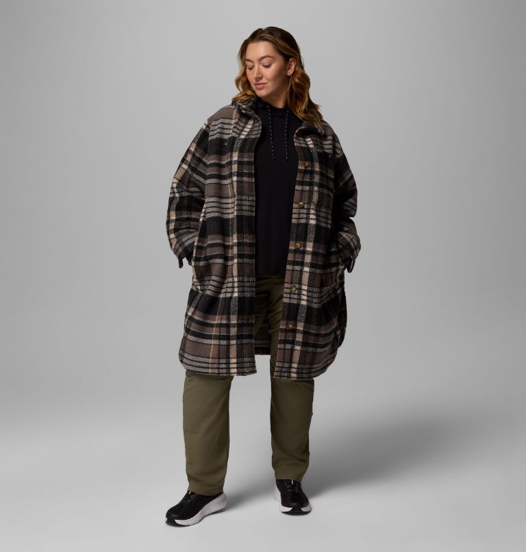 Women's Wildest Venture Long Fleece Coat - Plus Size, Color: Black Vagabond Plaid, image 5