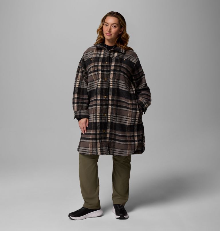 Women's Wildest Venture Long Fleece Coat - Plus Size, Color: Black Vagabond Plaid, image 1