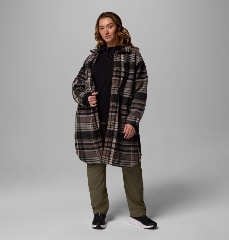 Women's Wildest Venture Long Fleece Coat - Plus Size, Color: Black Vagabond Plaid, image 2