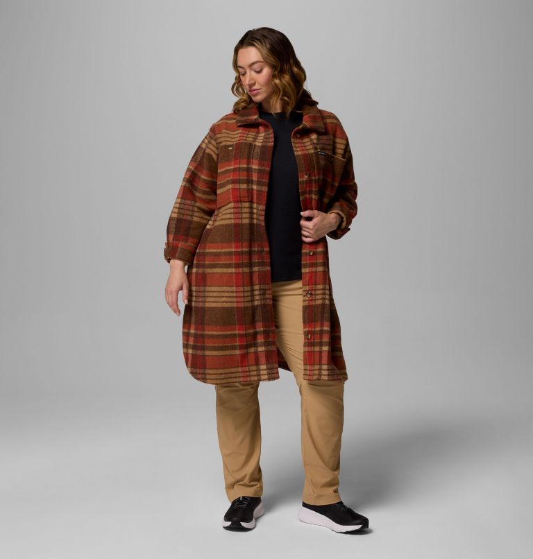 Wildest Venture Long Fleece Coat | 256 | 2X, Color: Tobacco Vagabond Plaid, image 5