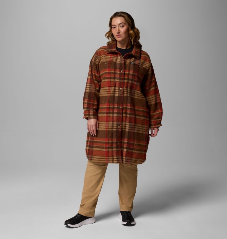 Wildest Venture Long Fleece Coat | 256 | 2X, Color: Tobacco Vagabond Plaid, image 1
