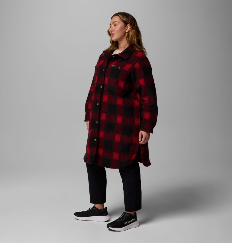 Wildest Venture Long Fleece Coat | 613 | 2X, Color: Mountain Red Blurred Ombre, image 4