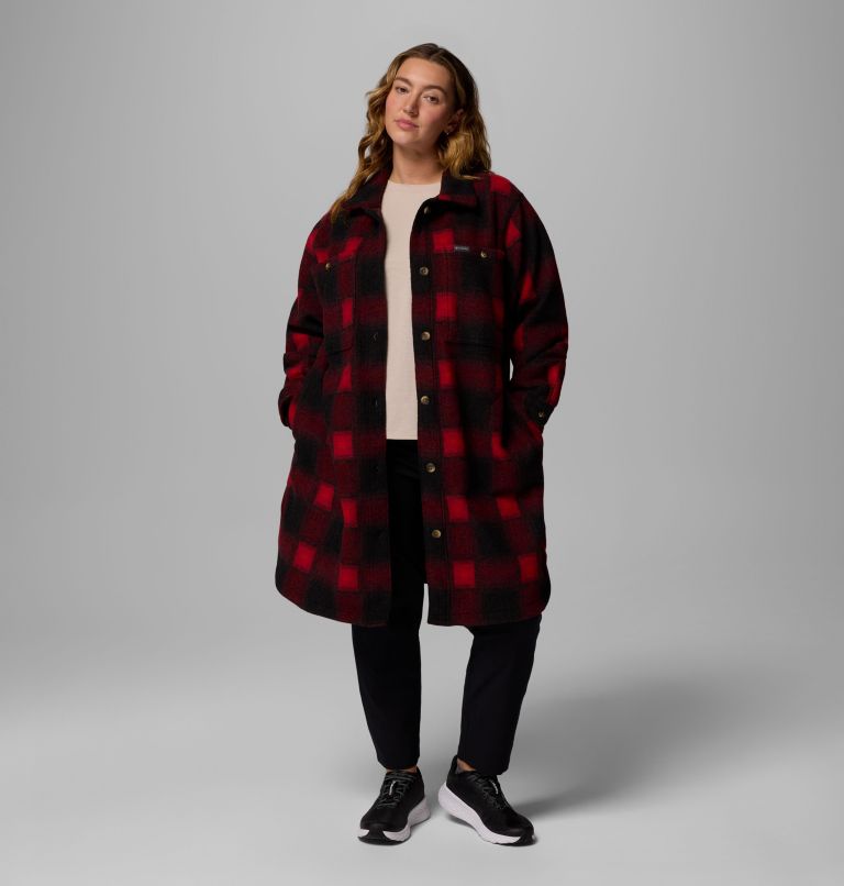 Wildest Venture Long Fleece Coat | 613 | 2X, Color: Mountain Red Blurred Ombre, image 5