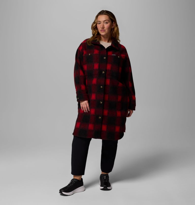 Wildest Venture Long Fleece Coat | 613 | 2X, Color: Mountain Red Blurred Ombre, image 1