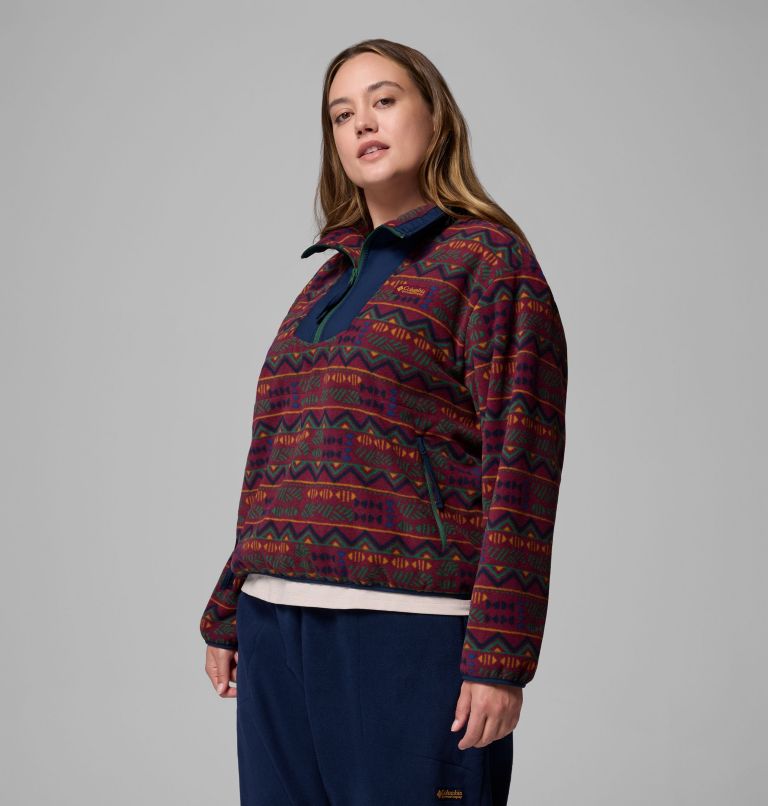 Women's Sequoia Grove Printed Half Zip Jacket - Plus Size, Color: Rich Wine Horizons, image 4