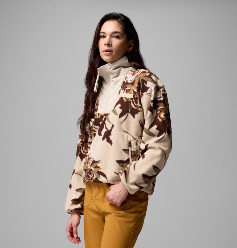 Women's Sequoia Grove Printed Half Zip Fleece, Color: Dark Stone Blossoming, image 4