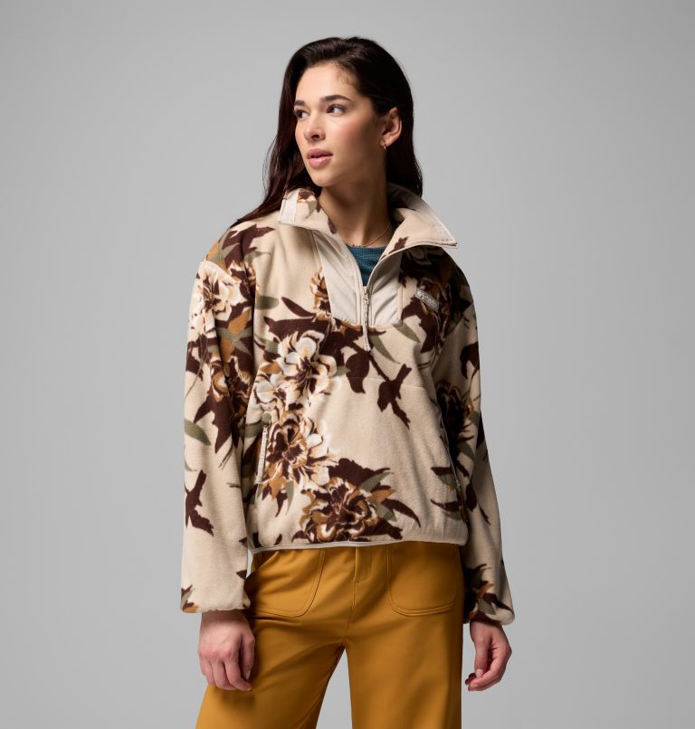 Women's Sequoia Grove Printed Half Zip Fleece, Color: Dark Stone Blossoming, image 5