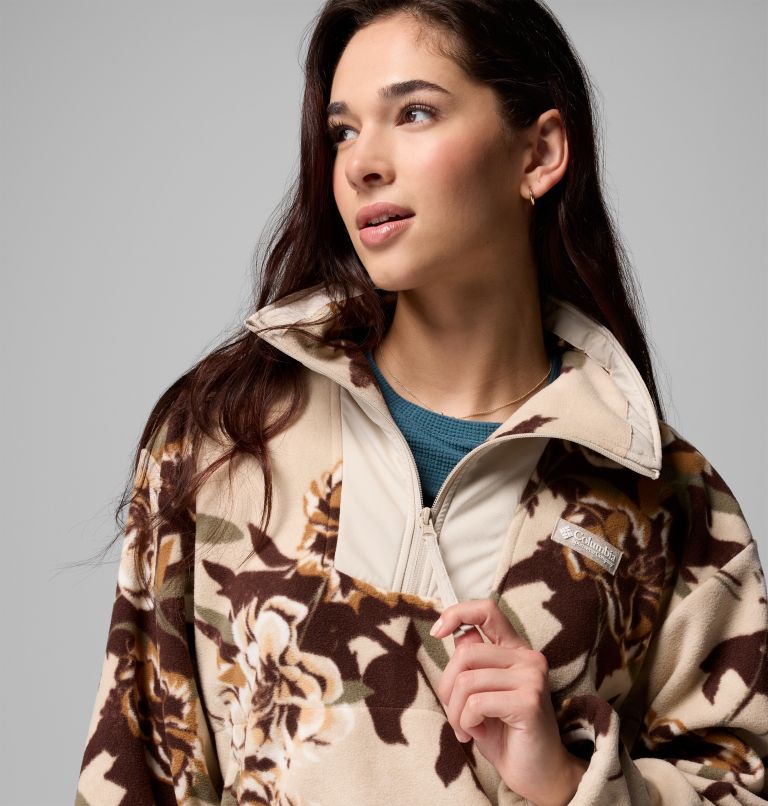 Women's Sequoia Grove Printed Half Zip Fleece, Color: Dark Stone Blossoming, image 6