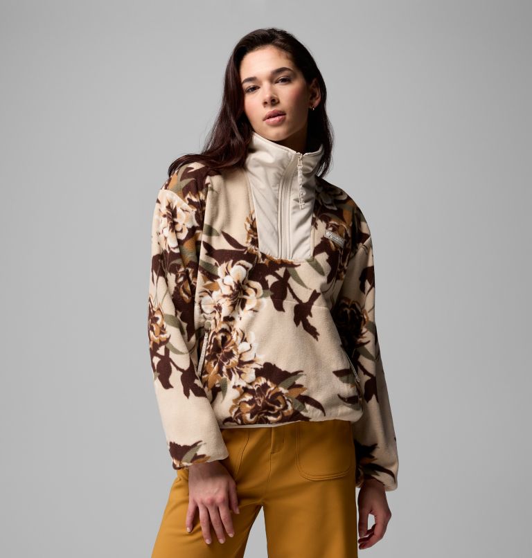 Women's Sequoia Grove Printed Half Zip Fleece, Color: Dark Stone Blossoming, image 1