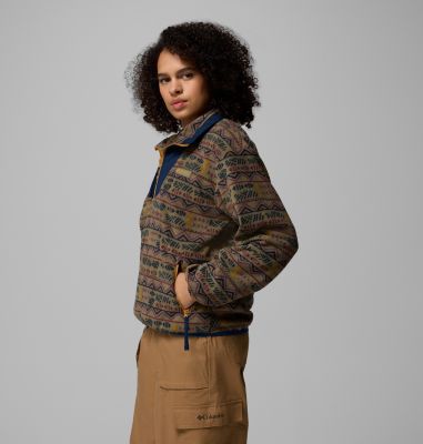 Pile stampato con cerniera a metà lunghezza Sequoia Grove da donna, Color: Stone Green Horizons, image 8