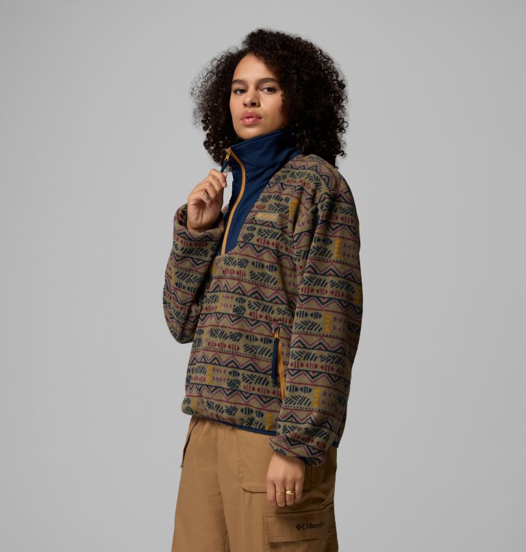 Women's Sequoia Grove Printed Half Zip Fleece, Color: Stone Green Horizons, image 6