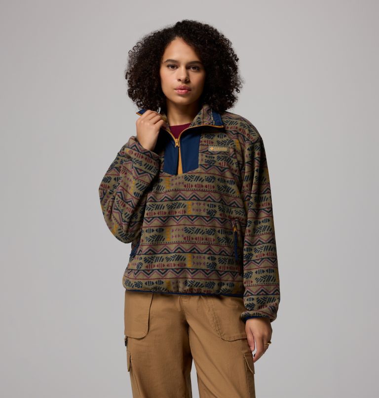 Women's Sequoia Grove Printed Half Zip Fleece, Color: Stone Green Horizons, image 1
