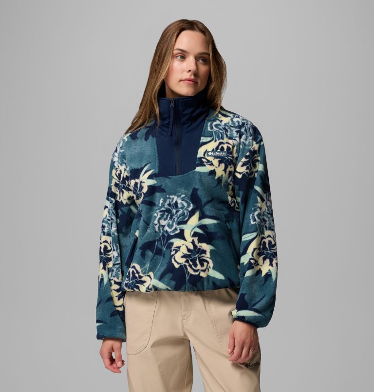 Women's Sequoia Grove Printed Half Zip Fleece, Color: Everblue Blossoming, image 1