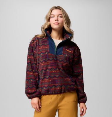 Women's Sequoia Grove Printed Half Zip Fleece, Color: Rich Wine Horizons, image 1