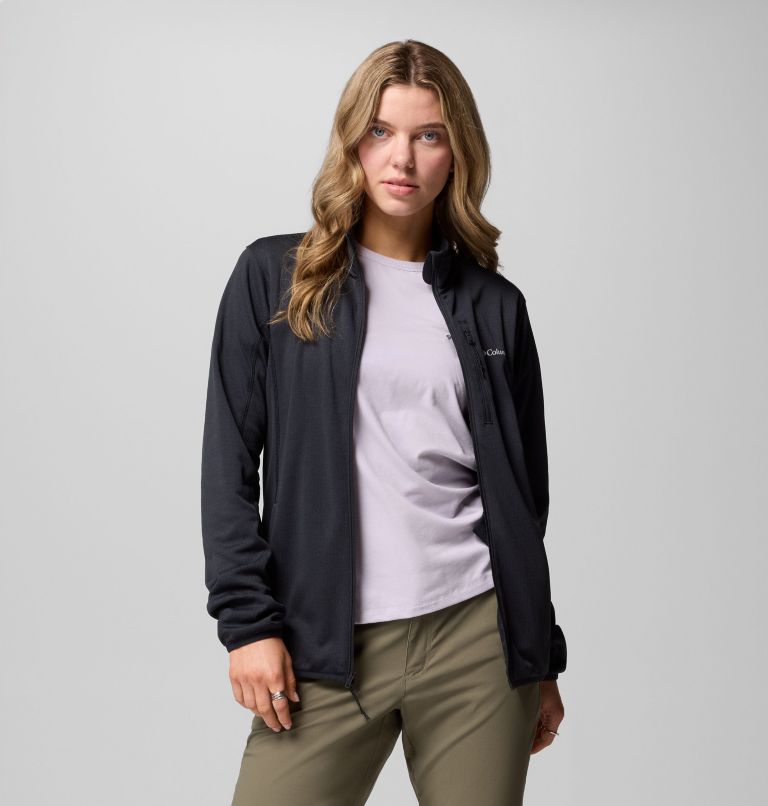 Women's Essential Hike Grid Fleece Full Zip Jacket, Color: Black, image 5