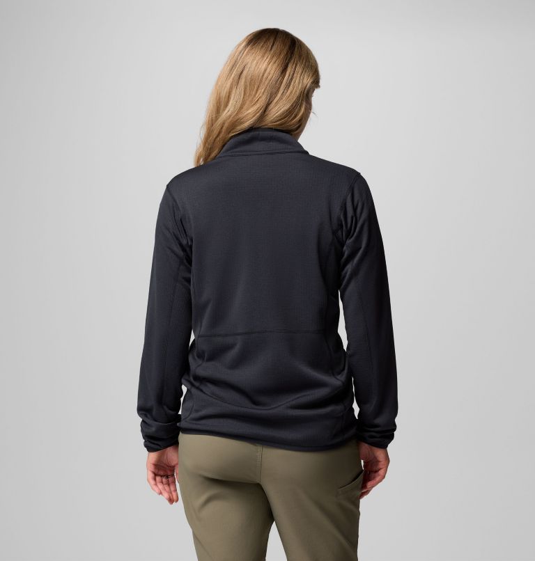 Women's Essential Hike Grid Fleece Full Zip Jacket, Color: Black, image 3