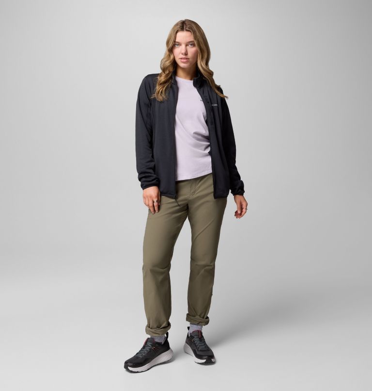 Women's Essential Hike Grid Fleece Full Zip Jacket, Color: Black, image 2