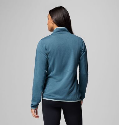 Women's Essential Hike Grid Fleece Full Zip Jacket, Color: Everblue, Crushed Blue, image 3