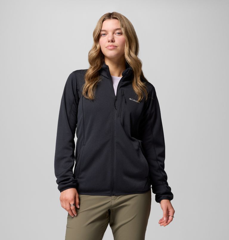 Women's Essential Hike Grid Fleece Jacket, Color: Black, image 1