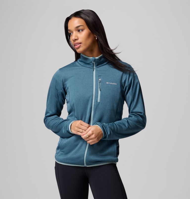 Women's Essential Hike Grid Fleece Jacket, Color: Everblue, Crushed Blue, image 9