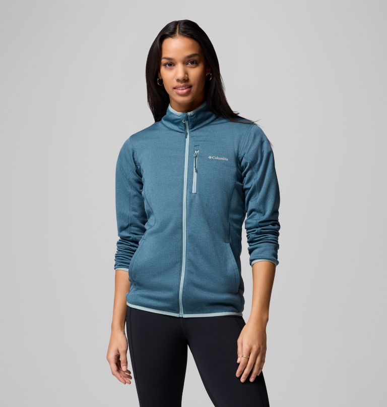 Women's Essential Hike Grid Fleece Jacket, Color: Everblue, Crushed Blue, image 1