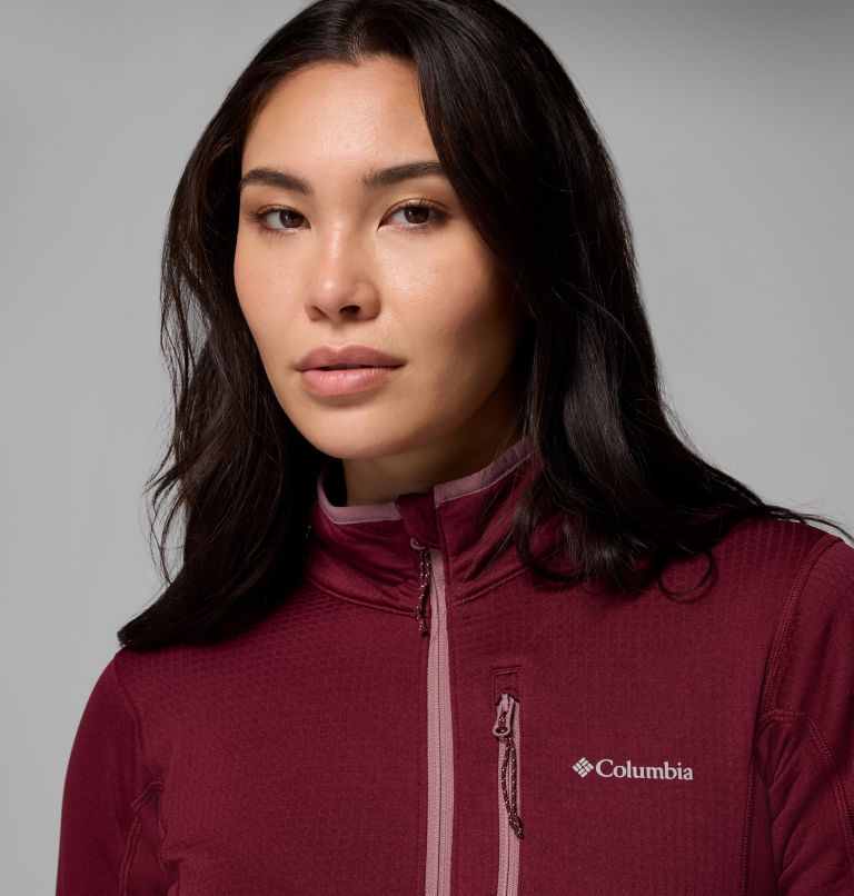 Women's Essential Hike Grid Fleece Jacket, Color: Rich Wine, Fig, image 6