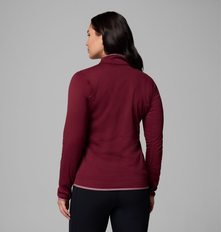 Women's Essential Hike Grid Fleece Jacket, Color: Rich Wine, Fig, image 3